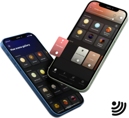 Smartphone of tablet met HUE app, installeren via de App Store of Google Play. Daarna in de app de koppeling maken met de 'Bridge'